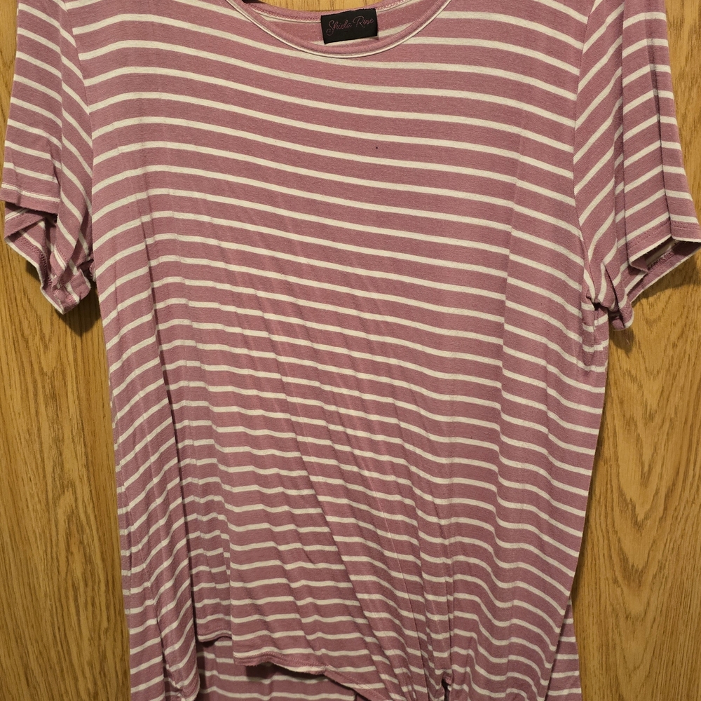 Pink and White Relaxed Fit Short Sleeve Tee